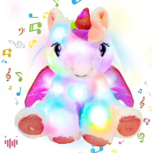 Hopearl LED Musical Stuffed Unicorn Adorable Light up Singing Plush Toy Adjustable Volume Lullaby Animated Soothe Birthday Festival for Kids Toddler Girls White 11Hopearl LED Musical Stuffed Unicorn Adorable Light up Singing Plush Toy Adjustable Volume Lullaby Animated Soothe Birthday Festival for Kids Toddler Girls White 11