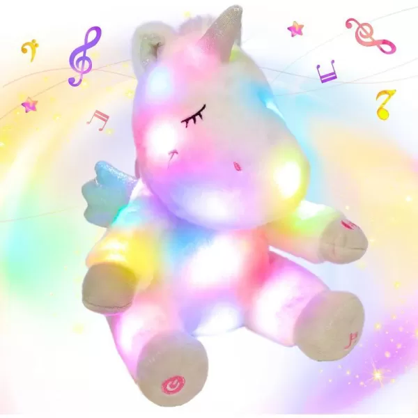 Hopearl LED Musical Stuffed Unicorn Light up Singing Plush Toy Adjustable Volume Lullaby Animated Soothe Birthday Gifts for Kids Toddler Girls White 11Hopearl LED Musical Stuffed Unicorn Light up Singing Plush Toy Adjustable Volume Lullaby Animated Soothe Birthday Gifts for Kids Toddler Girls White 11