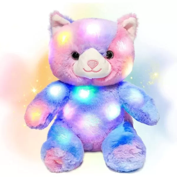 Hopearl LED Plush Kitty Colorful Light up Stuffed Animal Cat Floppy Kitten Night Lights Glow in The Dark Birthday Festival for Kids Toddler Girls Rainbow 11Hopearl LED Plush Kitty Colorful Light up Stuffed Animal Cat Floppy Kitten Night Lights Glow in The Dark Birthday Festival for Kids Toddler Girls Rainbow 11