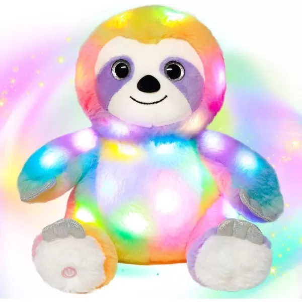 Hopearl LED Plush Sloth Colorful Light up Stuffed Animal Three Toed Sloth Floppy Night Lights Glow in The Dark Birthday Gifts for Kids Toddlers Rainbow 10Hopearl LED Plush Sloth Colorful Light up Stuffed Animal Three Toed Sloth Floppy Night Lights Glow in The Dark Birthday Gifts for Kids Toddlers Rainbow 10