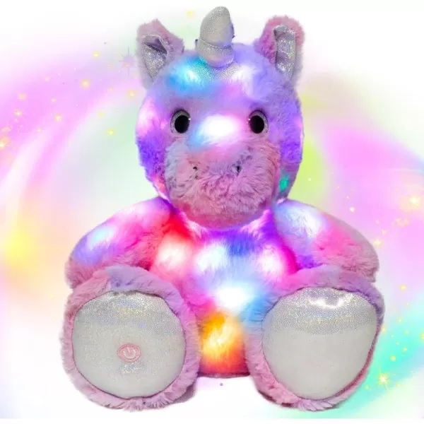 Hopearl LED Plush Unicorn Light up Stuffed Animal Floppy Night Lights Glow in The Dark Birthday Gifts for Kids Toddler Girls Purple 12Hopearl LED Plush Unicorn Light up Stuffed Animal Floppy Night Lights Glow in The Dark Birthday Gifts for Kids Toddler Girls Purple 12