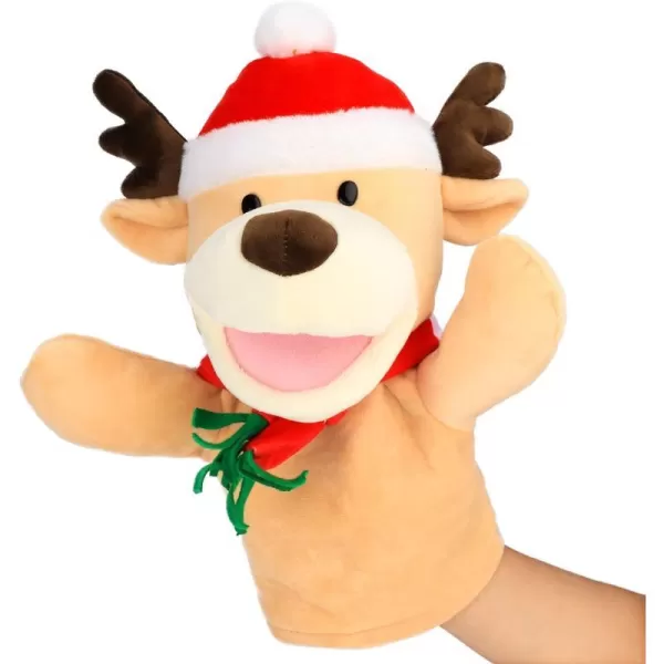 Hopearl Plush Christmas Elk Hand Puppet Reindeer with Open Movable Mouth for Imaginative Play Role Play Interactive Toy for Storytelling Teaching Puppet Theater Gift for Kids Brown 135Hopearl Plush Christmas Elk Hand Puppet Reindeer with Open Movable Mouth for Imaginative Play Role Play Interactive Toy for Storytelling Teaching Puppet Theater Gift for Kids Brown 135