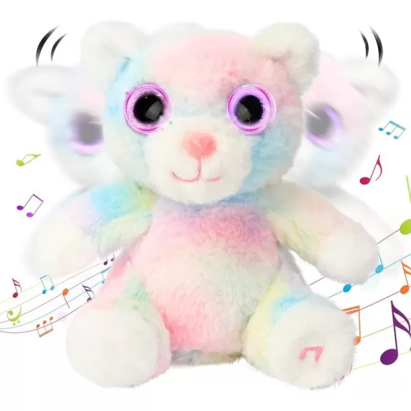 Hopearl Singing Baby Unicorn with Big Light up Eyes Glowing Shaking Dancing Plush Toy Interactive Stuffed Animal Early Learning Gift for Toddlers White 801 Cat