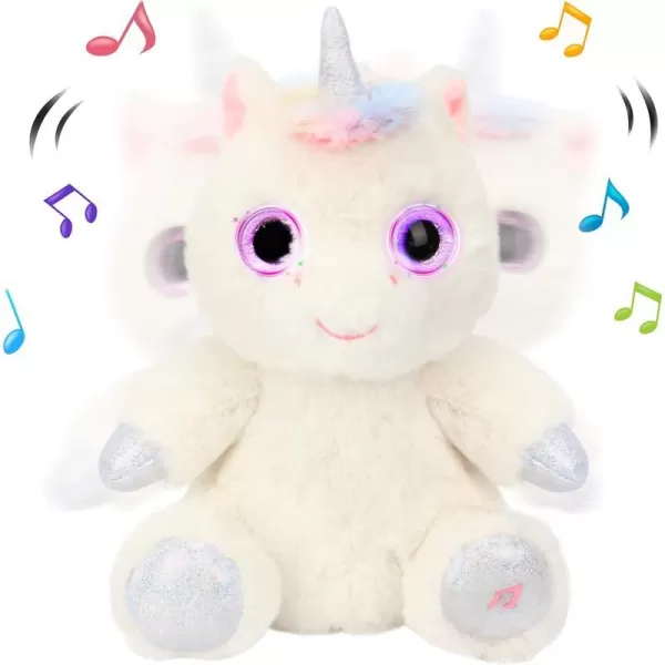 Hopearl Singing Baby Unicorn with Big Light up Eyes Glowing Shaking Dancing Plush Toy Interactive Stuffed Animal Early Learning Gift for Toddlers White 802 Unicorn