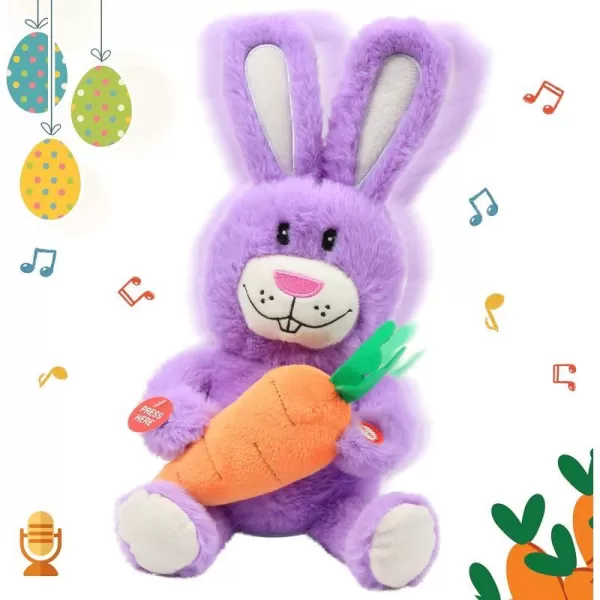 Hopearl Talking Singing Bunny Repeats What You Say Rabbit Musical Shaking Head Electric Interactive Animated Toy Speaking Plush Buddy Gift for Toddlers Purple 1505 Bunny