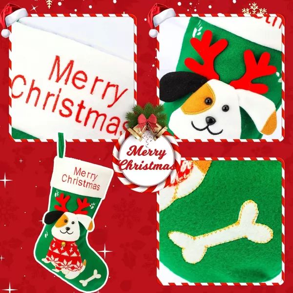 Hopearl 20 Large Dog Christmas Stocking 3D Pet Holder Puppy Ornament Gift Bags for Pets Ornament Seasonal Decoration Holiday Party Supply RedStyle 1 Dog