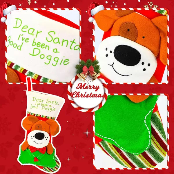 Hopearl 20 Large Dog Christmas Stocking 3D Pet Holder Puppy Ornament Gift Bags for Pets Ornament Seasonal Decoration Holiday Party Supply RedStyle 2 Dog