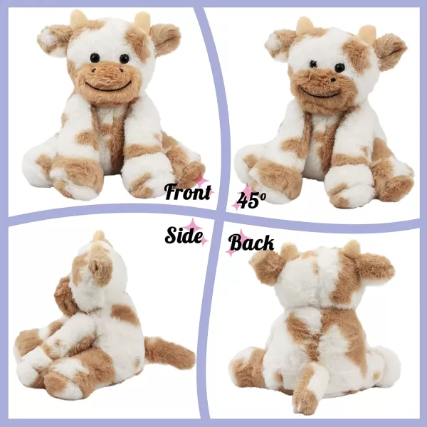 Hopearl Adorable Plush Cow Toy Floppy Dairy Cattle Soft Stuffed Animal Cute Birthday for Boys Girls Kids Toddlers 902 Light Brown Cow