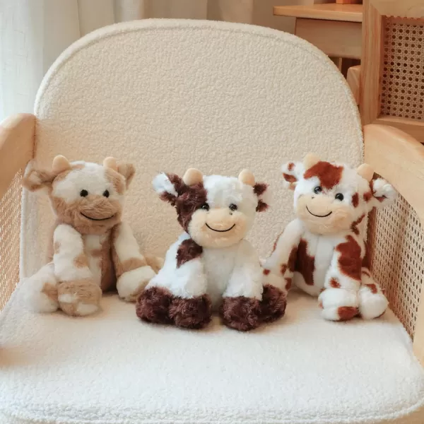 Hopearl Adorable Plush Cow Toy Floppy Dairy Cattle Soft Stuffed Animal Cute Birthday for Boys Girls Kids Toddlers 902 Light Brown Cow