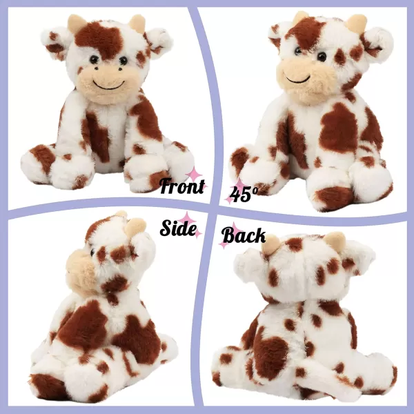 Hopearl Adorable Plush Cow Toy Floppy Dairy Cattle Soft Stuffed Animal Cute Birthday for Boys Girls Kids Toddlers 904 Dark Brown Cow