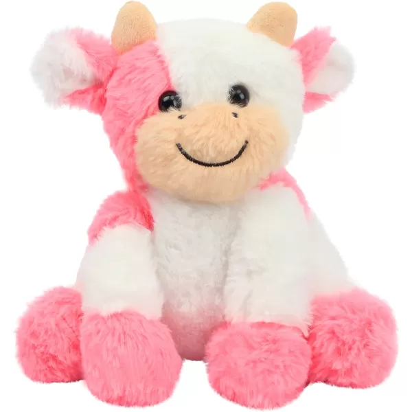 Hopearl Adorable Plush Cow Toy Floppy Dairy Cattle Soft Stuffed Animal Cute Birthday for Boys Girls Kids Toddlers 906 Strawberry Pink Cow