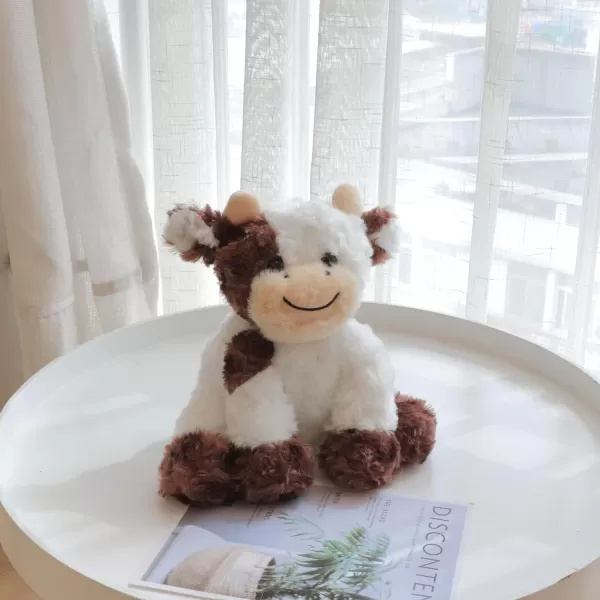 Hopearl Adorable Plush Cow Toy Floppy Dairy Cattle Soft Stuffed Animal Cute Birthday for Boys Girls Kids Toddlers 9Brown Cow