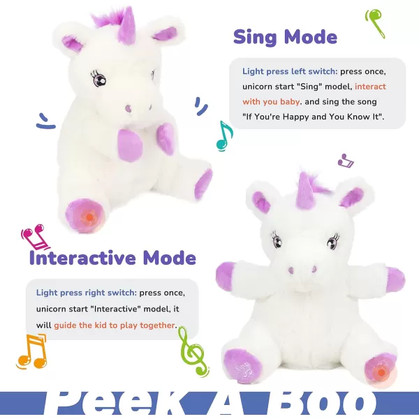 Hopearl Clappy Unicorn Interactive Musical Stuffed Animal Singing Plush Toy Adorable Electric Animate Birthday Festival for Kids White 125Hopearl Clappy Unicorn Interactive Musical Stuffed Animal Singing Plush Toy Adorable Electric Animate Birthday Festival for Kids White 125