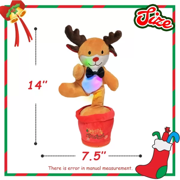 Hopearl Glowing Dancing Christmas Reindeer Toy Repeats What You Say Talking Elk Toy Wriggle Singing Mimicking Twisting Light Up Interactive Animated Toy Speaking Plush Xmas for Kids 13Hopearl Glowing Dancing Christmas Reindeer Toy Repeats What You Say Talking Elk Toy Wriggle Singing Mimicking Twisting Light Up Interactive Animated Toy Speaking Plush Xmas for Kids 13