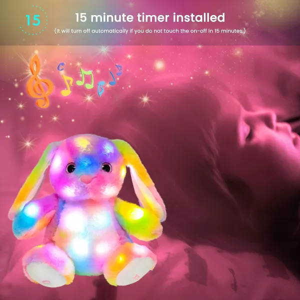 Hopearl LED Musical Stuffed Bunny Colorful Light up Singing Plush Rabbit Adjustable Volume Lullaby Animated Soothe Birthday Festival for Kids Toddlers 10Hopearl LED Musical Stuffed Bunny Colorful Light up Singing Plush Rabbit Adjustable Volume Lullaby Animated Soothe Birthday Festival for Kids Toddlers 10