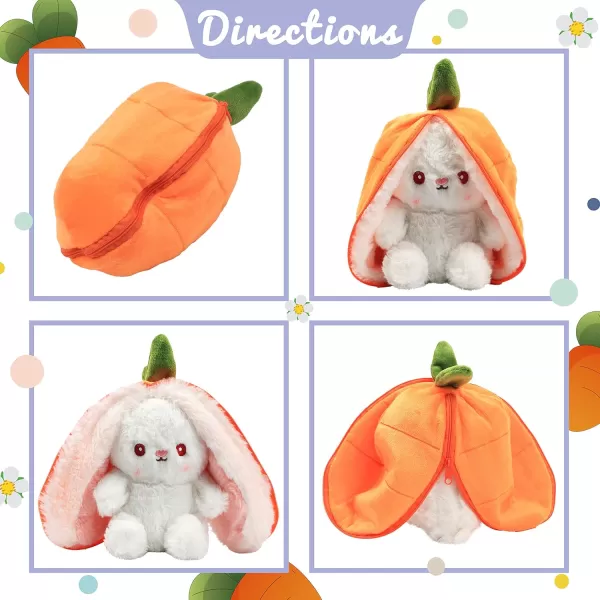 Hopearl Reversible Carrot Floppy Ear Bunny Stuffed Animal with Zipper Adorable Magical Plush Toy Rabbit Soft Squishy Plushie Gift for Kids Girls Orange 1001 Carrot Bunny