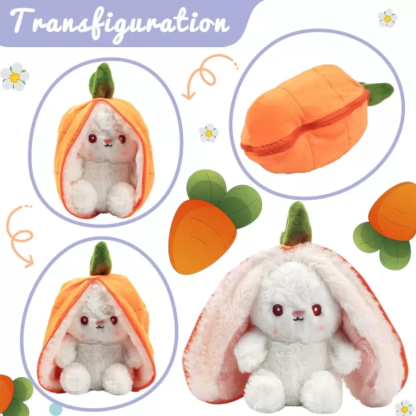 Hopearl Reversible Carrot Floppy Ear Bunny Stuffed Animal with Zipper Adorable Magical Plush Toy Rabbit Soft Squishy Plushie Gift for Kids Girls Orange 1001 Carrot Bunny