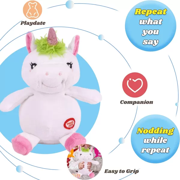 Hopearl Talking Bunny Repeats What You Say Rabbit with Carrots Nodding Electric Interactive Animated Toy Speaking Plush Buddy Gift for Toddlers White 702 Unicorn