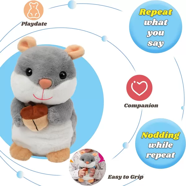 Hopearl Talking Bunny Repeats What You Say Rabbit with Carrots Nodding Electric Interactive Animated Toy Speaking Plush Buddy Gift for Toddlers White 712 Hamster