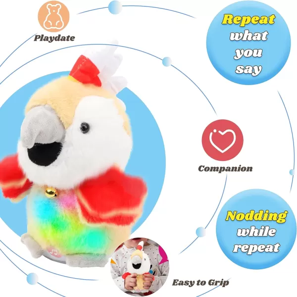 Hopearl Talking Bunny Repeats What You Say Rabbit with Carrots Nodding Electric Interactive Animated Toy Speaking Plush Buddy Gift for Toddlers White 726 Parrot Rechargeable