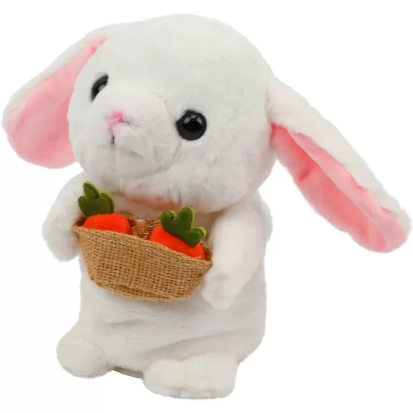 Hopearl Talking Bunny Repeats What You Say Rabbit with Carrots Nodding Electric Interactive Animated Toy Speaking Plush Buddy Gift for Toddlers White 713 Bunny