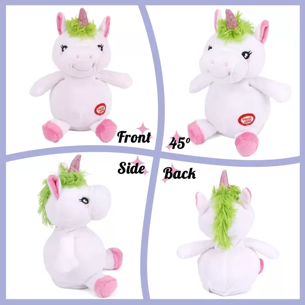 Hopearl Talking Bunny Repeats What You Say Rabbit with Carrots Nodding Electric Interactive Animated Toy Speaking Plush Buddy Gift for Toddlers White 702 Unicorn