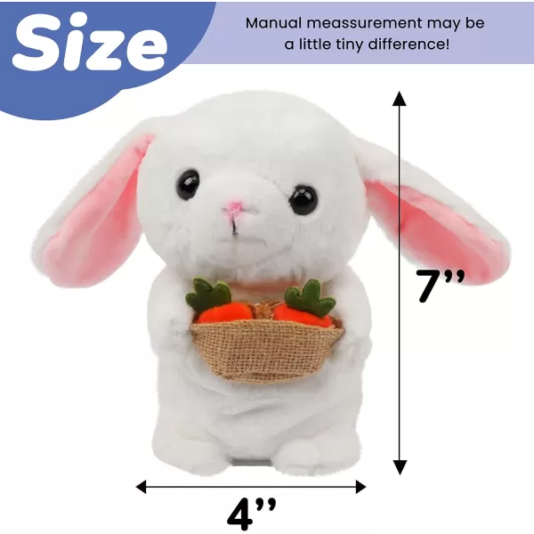 Hopearl Talking Bunny Repeats What You Say Rabbit with Carrots Nodding Electric Interactive Animated Toy Speaking Plush Buddy Gift for Toddlers White 713 Bunny