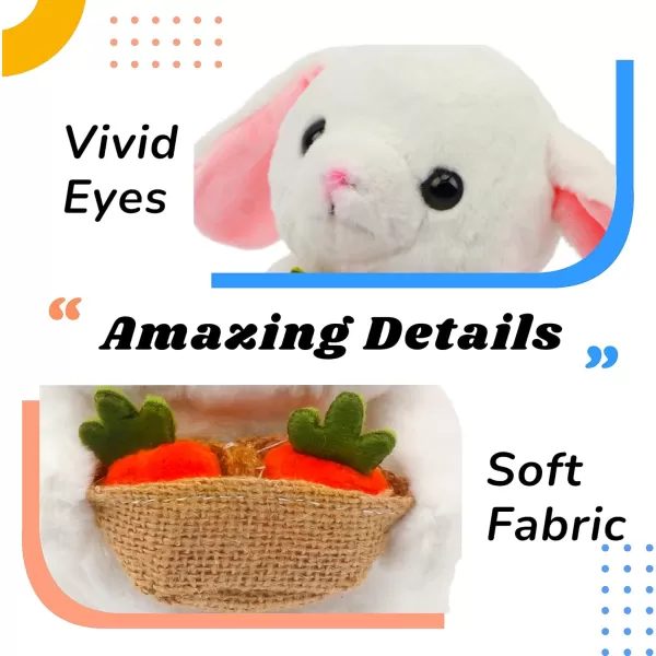 Hopearl Talking Bunny Repeats What You Say Rabbit with Carrots Nodding Electric Interactive Animated Toy Speaking Plush Buddy Gift for Toddlers White 713 Bunny