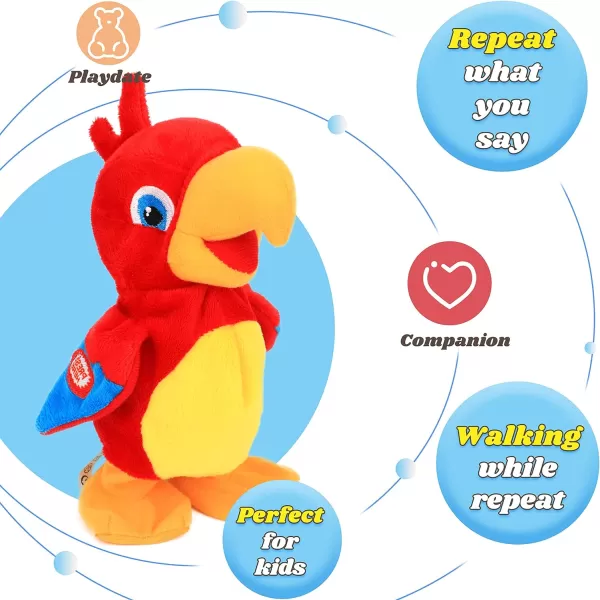 Hopearl Talking Chicken Repeats What You Say Walking Chick Electric Interactive Animated Toy Speaking Plush Buddy Gift for Toddlers Birthday 901 Parrot