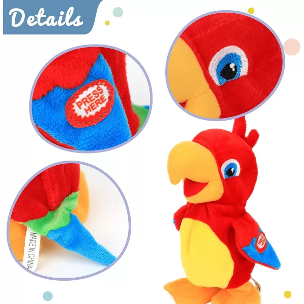 Hopearl Talking Chicken Repeats What You Say Walking Chick Electric Interactive Animated Toy Speaking Plush Buddy Gift for Toddlers Birthday 901 Parrot