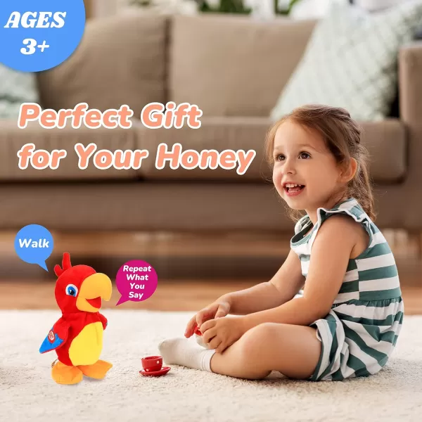 Hopearl Talking Chicken Repeats What You Say Walking Chick Electric Interactive Animated Toy Speaking Plush Buddy Gift for Toddlers Birthday 901 Parrot