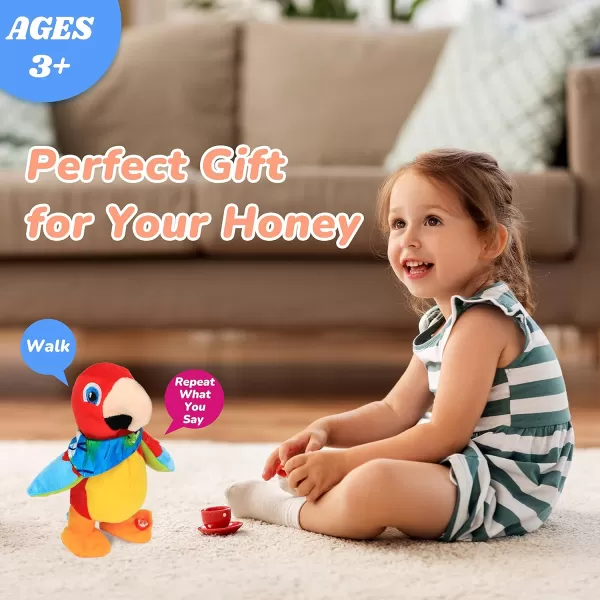 Hopearl Talking Chicken Repeats What You Say Walking Chick Electric Interactive Animated Toy Speaking Plush Buddy Gift for Toddlers Birthday 902 Parrot