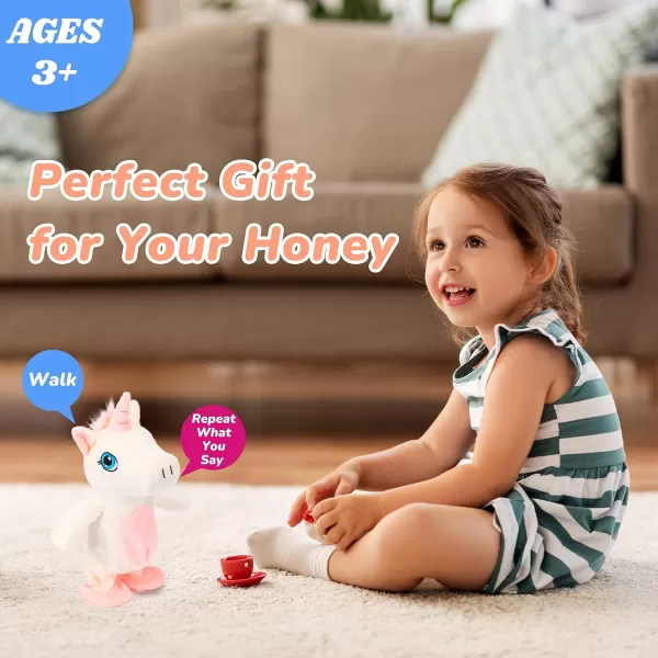 Hopearl Talking Chicken Repeats What You Say Walking Chick Electric Interactive Animated Toy Speaking Plush Buddy Gift for Toddlers Birthday 903 Unicorn