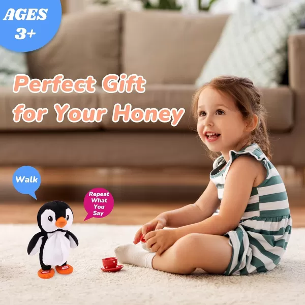 Hopearl Talking Singing Chick Repeats What You Say Chicken Walking Electric Interactive Animated Toy Speaking Plush Buddy Gift for Toddlers Yellow 8501 Penguin