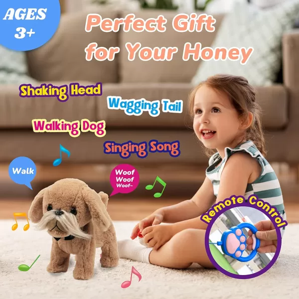 Hopearl Walking Husky Interactive Electronic Pet Musical Dog Toy Remote Control Leash Animated Puppy Singing Barking Wagging Tail Touch Recognition Gift for Toddlers Birthday Gray 903 Beard Dog