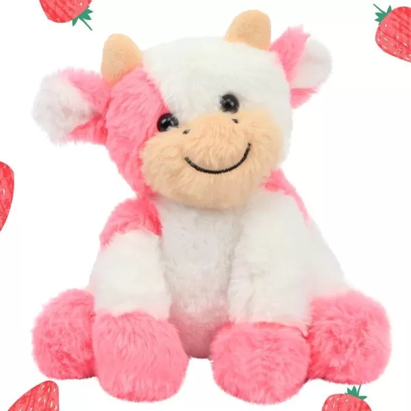 Hopearl Adorable Plush Cow Toy Floppy Dairy Cattle Soft Stuffed Animal Cute Birthday for Boys Girls Kids Toddlers 906 Strawberry Pink Cow