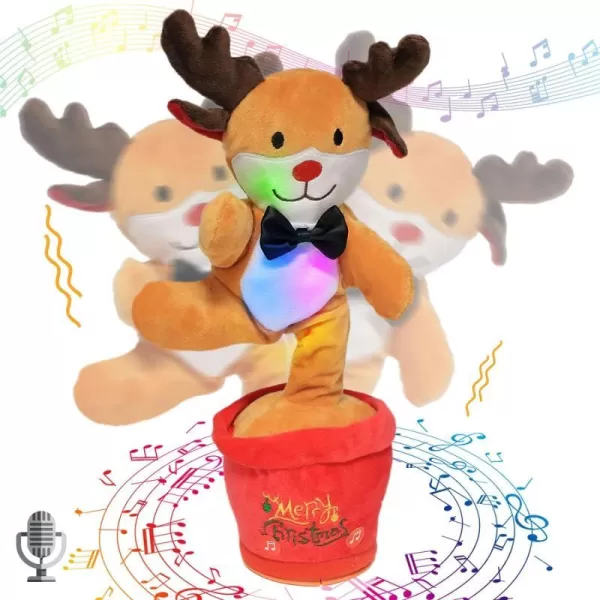 Hopearl Glowing Dancing Christmas Reindeer Toy Repeats What You Say Talking Elk Toy Wriggle Singing Mimicking Twisting Light Up Interactive Animated Toy Speaking Plush Xmas for Kids 13Hopearl Glowing Dancing Christmas Reindeer Toy Repeats What You Say Talking Elk Toy Wriggle Singing Mimicking Twisting Light Up Interactive Animated Toy Speaking Plush Xmas for Kids 13