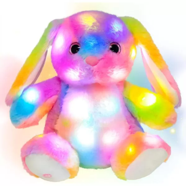 Hopearl LED Plush Bunny Colorful Light up Stuffed Animal Rabbit Floppy Night Lights Glow in The Dark Birthday Festival for Kids Toddler Girls Rainbow 10Hopearl LED Plush Bunny Colorful Light up Stuffed Animal Rabbit Floppy Night Lights Glow in The Dark Birthday Festival for Kids Toddler Girls Rainbow 10