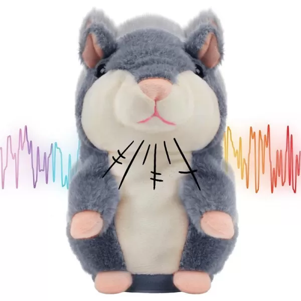 Hopearl Talking Bunny Repeats What You Say Rabbit with Carrots Nodding Electric Interactive Animated Toy Speaking Plush Buddy Gift for Toddlers White 711 Gray Hamster