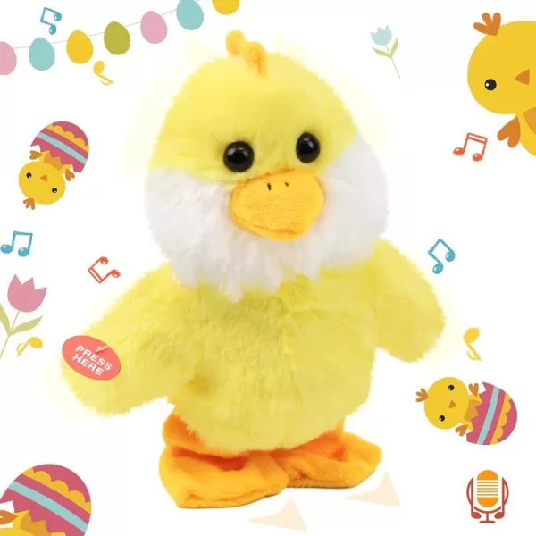 Hopearl Talking Singing Chick Repeats What You Say Chicken Walking Electric Interactive Animated Toy Speaking Plush Buddy Gift for Toddlers Yellow 8508 Chick