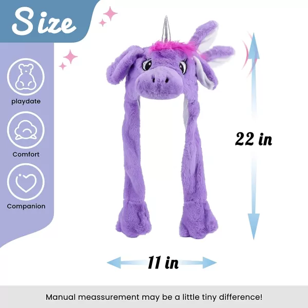 Hopearl Halloween Devil Hat with Ears Moving Jumping Pop Up Beating Ghost Hat Plush Earflaps Holiday Cosplay Costume Dress Up Funny Gift for Kids Boys Girls Black 2221 Purple Unicorn