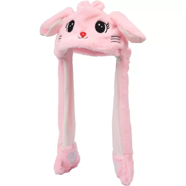 Hopearl Halloween Devil Hat with Ears Moving Jumping Pop Up Beating Ghost Hat Plush Earflaps Holiday Cosplay Costume Dress Up Funny Gift for Kids Boys Girls Black 2240 Pink Kitty