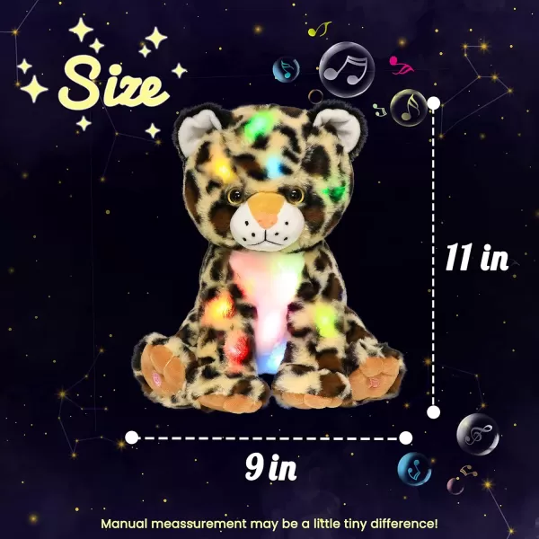 Hopearl LED Musical Plush Leopard Lighting Up Cheetah Stuffed Animal Panther Floppy Night Lights Glow in The Dark Birthday Festival for Kids Toddlers Boys 11