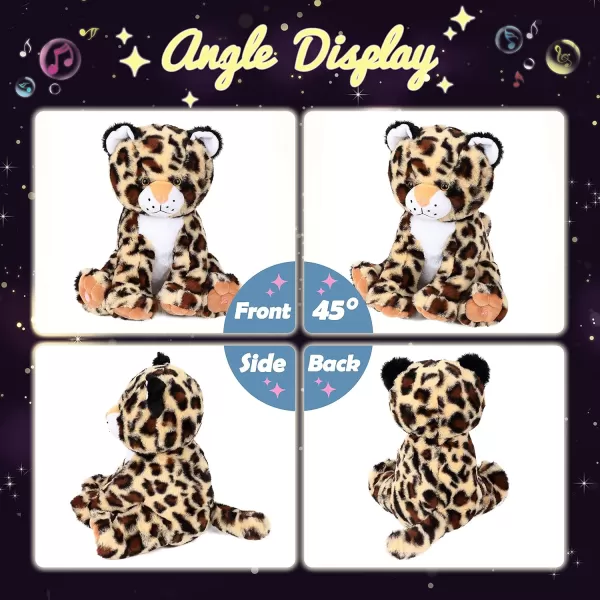 Hopearl LED Musical Plush Leopard Lighting Up Cheetah Stuffed Animal Panther Floppy Night Lights Glow in The Dark Birthday Festival for Kids Toddlers Boys 11