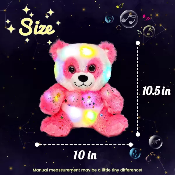 Hopearl LED Musical Plush Panda Lighting Up Singing Stuffed Toy Adjustable Volume Lullaby Animated Soothe Birthday Festival for Kids Pink 105