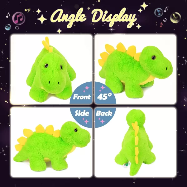 Hopearl LED Musical Stegosaurus Colorful Stuffed Dinosaur Lighting Up Singing Plush Toy Adjustable Volume Lullaby Animated Soothe Birthday Gifts for Kids Toddler Girls Green 14