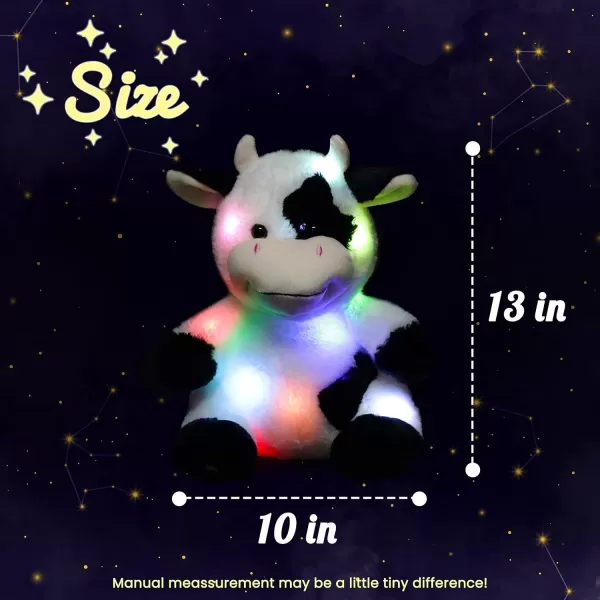 Hopearl LED Musical Stuffed Cow Lighting Up Singing Plush Toy Adjustable Volume Lullaby Animated Soothe Birthday Festival for Kids Toddler Girls 13