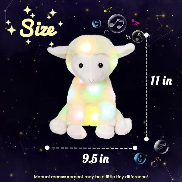 Hopearl LED Musical Stuffed Lamb Lighting Up Sheep Singing Plush Toy Adjustable Volume Lullaby Animated Soothe Birthday Gifts for Kids Toddler Girls Beige 11