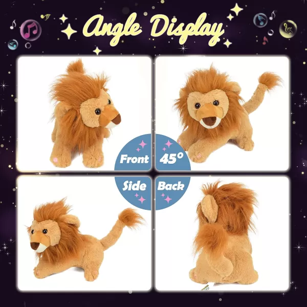 Hopearl LED Musical Stuffed Lion Lighting Up Singing Plush Toy Adjustable Volume Lullaby Animated Soothe Birthday Festival for Kids Toddler Girls Gray 11