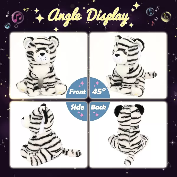 Hopearl LED Musical Stuffed Tiger Lighting Up Singing Plush Toy Adjustable Volume Lullaby Animated Soothe Birthday Festival for Kids Boys Girls 11